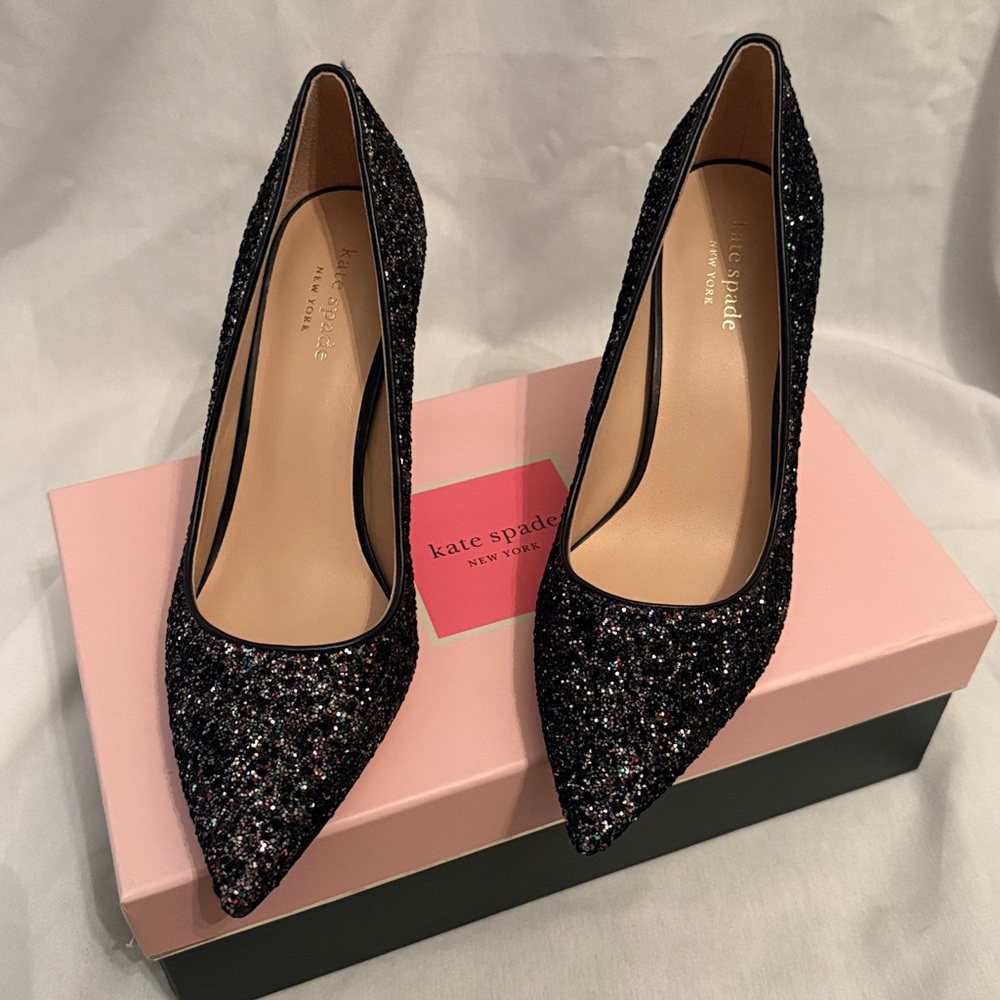 NWT Kate Spade Sparkling Black Heels